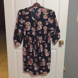 Navy Dress w/ Floral Print